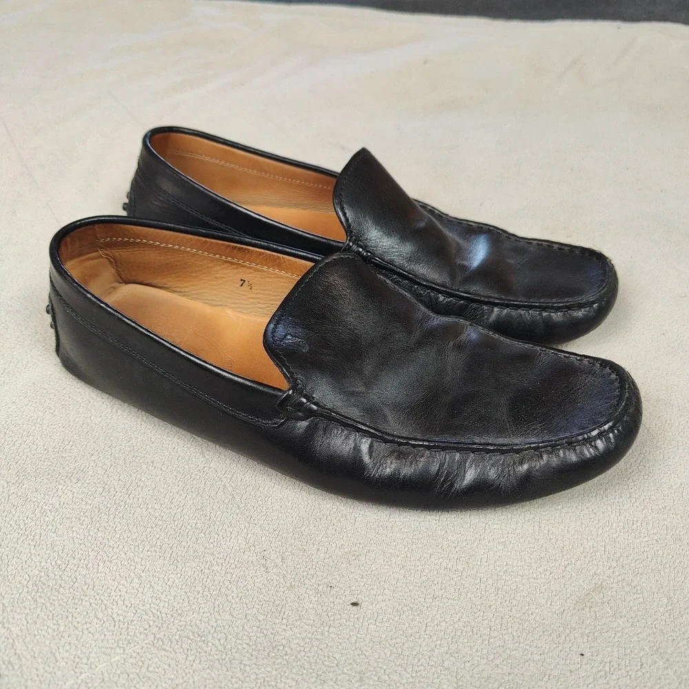 Tod's Gommino Driving Shoes Mens 7.5 Black Leather Slip‎ On Loafers Shoes